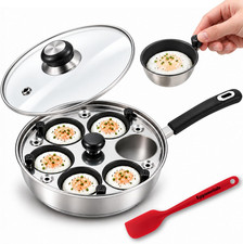 Eggssentials Egg Poacher Pan Nonstick Poached Egg Maker, Stainless Steel Egg Poa