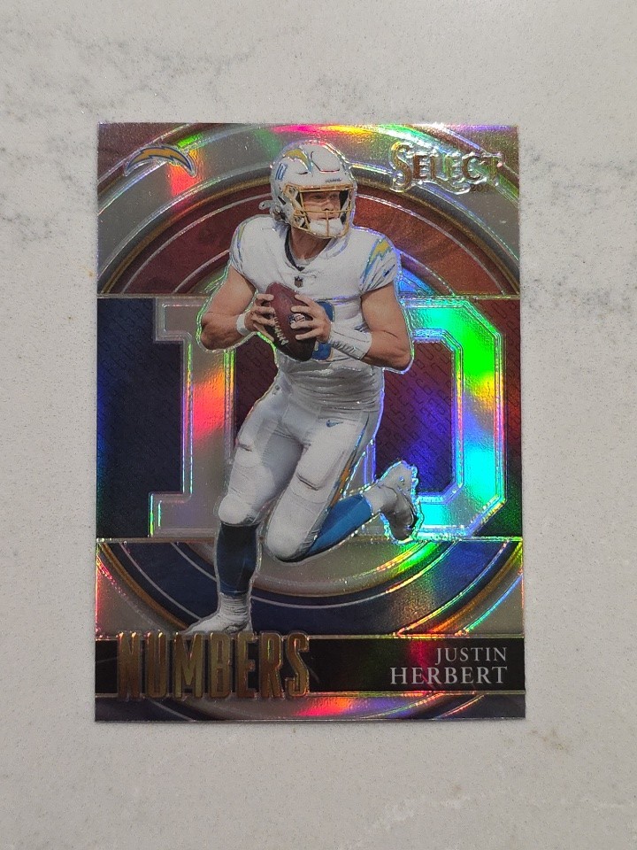 2021 Panini Select Football Justin Herbert Select Numbers Silver Prizm #SN4