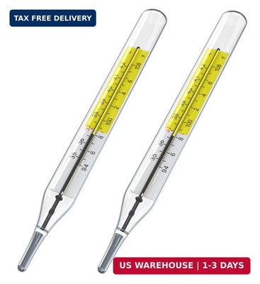 2pcs Glass Thermometers Mercury Free Clinlic Thermometer Traditional Thermometer
