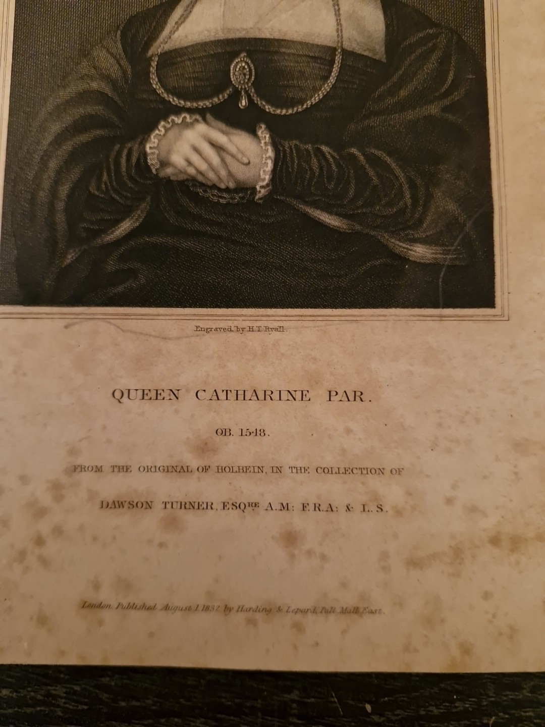 Antique Engraving, 19th Century, Queen Catharine