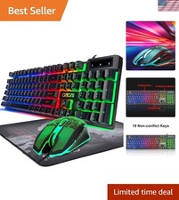 Keyboard and Mouse Gaming LED Wired Combo with Emitting Character Keyboard 48...
