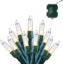 50 LED Battery Christmas String Lights Warm White, 8 Modes Timer, Indoor/Outdoor