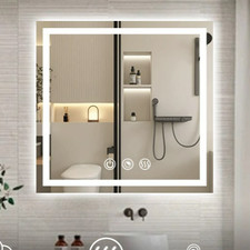 36x36 LED Lighted Bathroom Mirror Anti-Fog SteplessDimmable Wall Vanity Mirror