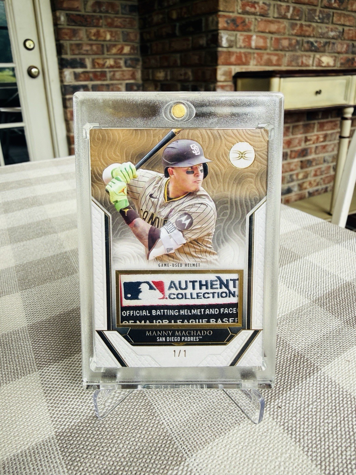 Topps 2025 Definitive Manny Machado Game Used Helmet LOGOMAN 1/1 Tag Patch