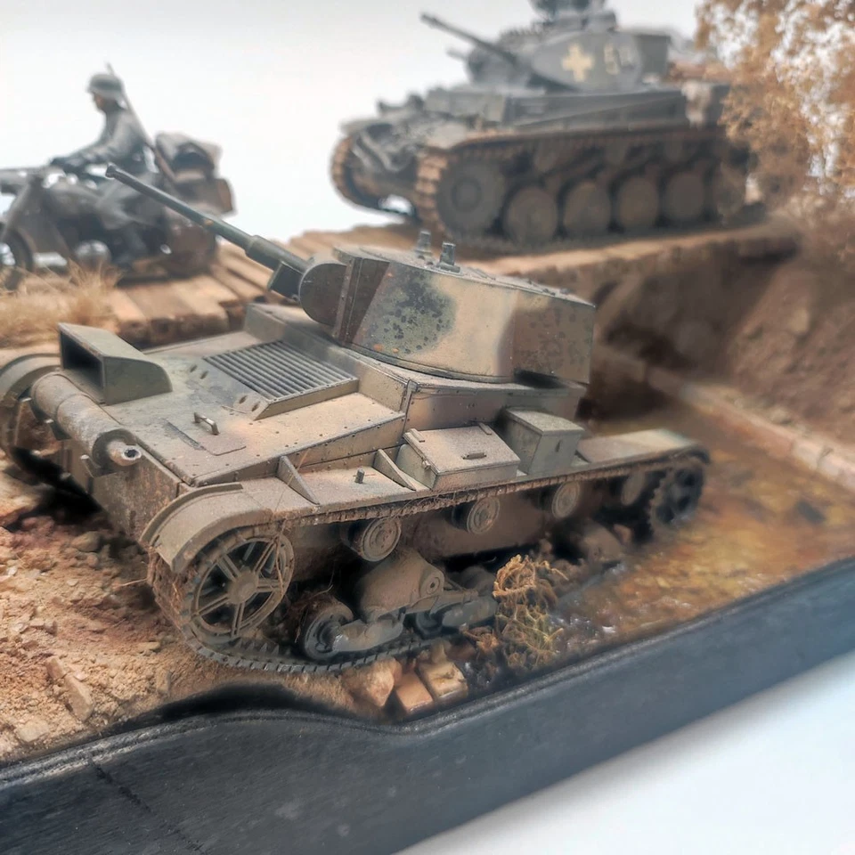 Diorama WWII Polonia Blitzkrieg Panzer IV e BMW R75 sidecar 1939 sc. 1/35 - Immagine 2 di 4