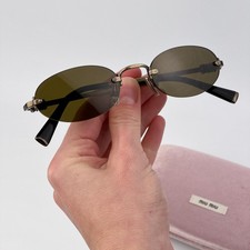 Miu Miu Women Sunglasses Old Gold Brown Oval MUA54S 26C09Z NEW AUTHENTIC