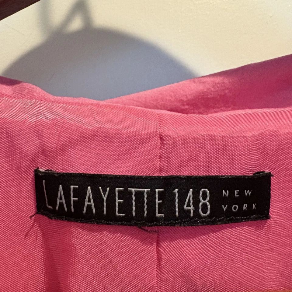 Gabardina Lafayette 148 Chaqueta Mujer Rosa Mediana Cinturón Algodón Mezcla Seda Foto 3 de 4