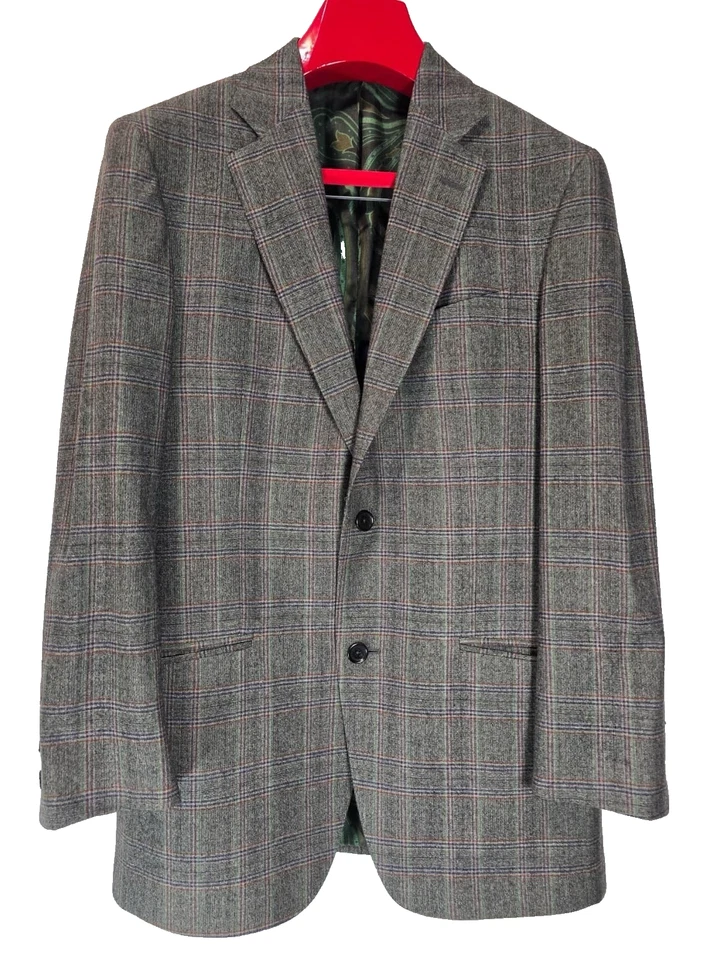 ETRO Milano Wool Blazer 48 Men Gray Check Plaid Made Italy Luxury Sport Coat - Image 2 of 4