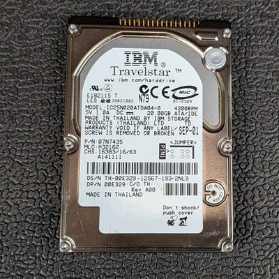 IBM Travelstar 30GN 20GB 2.5'' IDE Hard Drive - IC25N020ATDA04-0 - TESTED