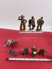 Manoil,Barclay Grey Iron Lead Tpy Soldiers Lot , Plus Artillery Piece