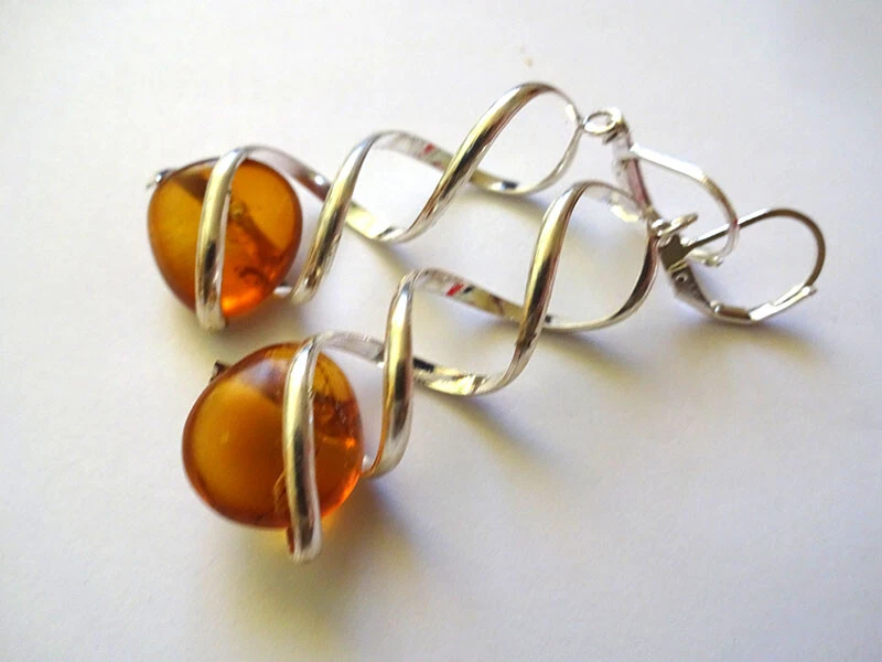 GENUINE AMBER EARRINGS eBay