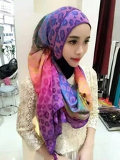 Women Tie-dyed Jersey Hijabs Shawls Large Size Scarf Female Cotton Head Wrap