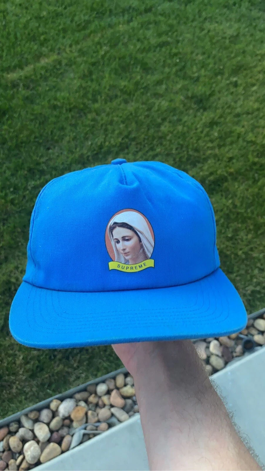 Casquette snapback Supreme Mary 5 panneaux bleu clair fabriquée aux États Unis