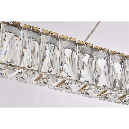 Elegant Lighting Monroe 31" Metal and Crystal LED Linear pendant in Gold - Picture 7 of 8