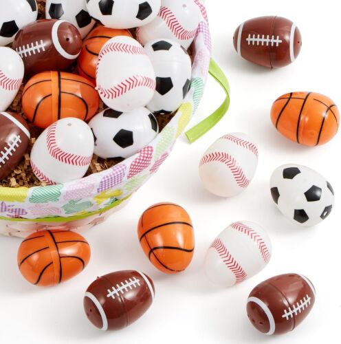 Plastic Easter Egg 2.3" Assorted Sports Balls Egg Shells for Filling Spa 24 Pcs