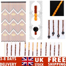 Bamboo Wooden Beaded Door Curtain 95x195cm Blind Fly Screen Summer Home UK STOCK