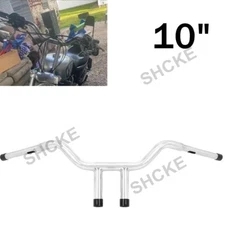 Chrome 10" Rise T-Bar 1-1/4" Handlebar Fit For Harley Dyna Street Bob Softail