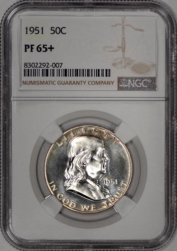 1951 Proof Franklin Half Dollar 50c NGC PF 65+ (PR65) Nice PLUS Grade!