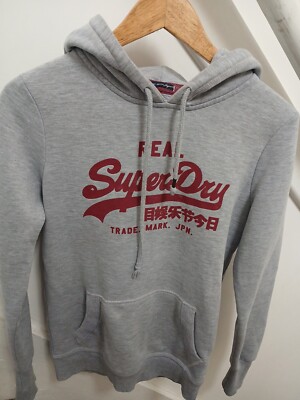 Women's Superdry Vintage Hoods Japan Size Medium Grey Hooded Hoodie  UK
