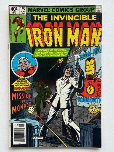Iron Man #125 (1979) early Scott Lang Ant-Man moisture exposure on cover