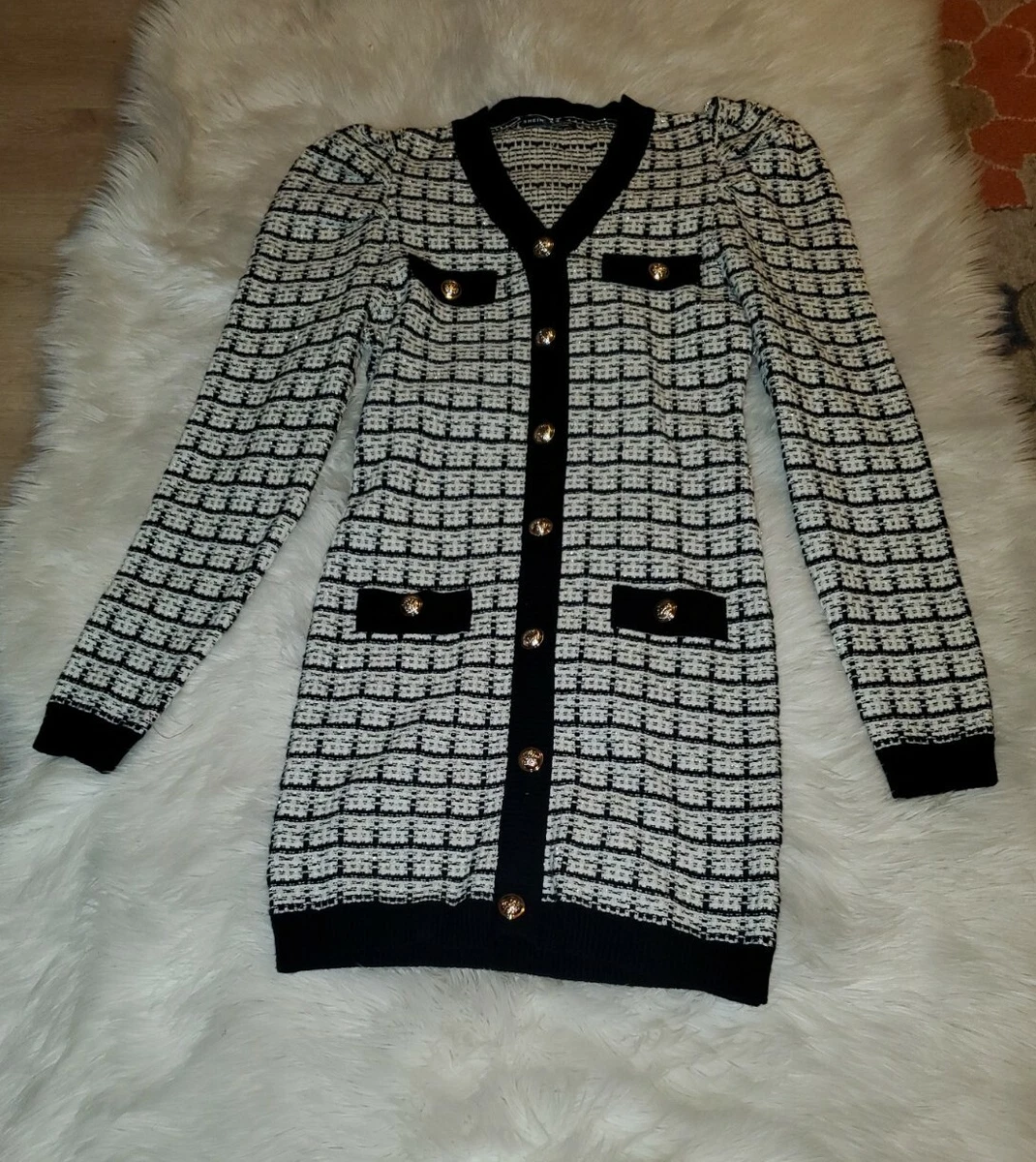 Shein black and white dress sale
