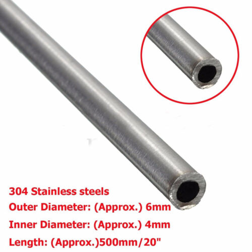 3Pcs Length 500mm 304 Stainles Steel Capillary Tube Pipe OD 6mm x 4mm ID, 20'' - Picture 1 of 4