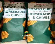 2 Packs Trader Joe's Horseradish & Chives Ridge Cut Potato Chips 7 oz Each Pack
