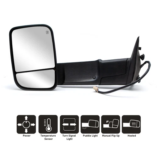 Tow Mirror For 09-18 Dodge Ram 1500 2500 3500 Power Heated Signal Left Side LH