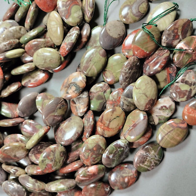 Super Peacock Jasper 25x18mm Oval Beads 16'' Str Mushroom Rhyolite