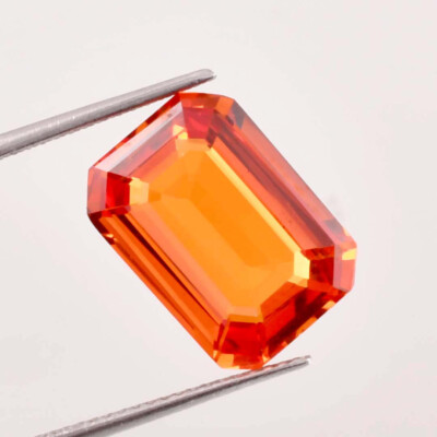 7x9 MM Natural Fanta Orange Ceylon Sapphire Emerald Cut Loose Gemstone Certified