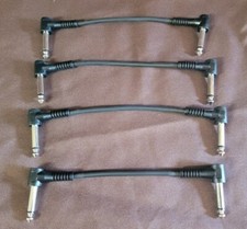 4 TS 1/4 To 1/4 Patch Cables 6" Mono Right Angle To Right Angle
