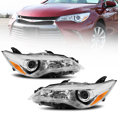2PCS Headlights For 2015 2016 2017 Toyota Camry Chrome Housing Left+Right Pair