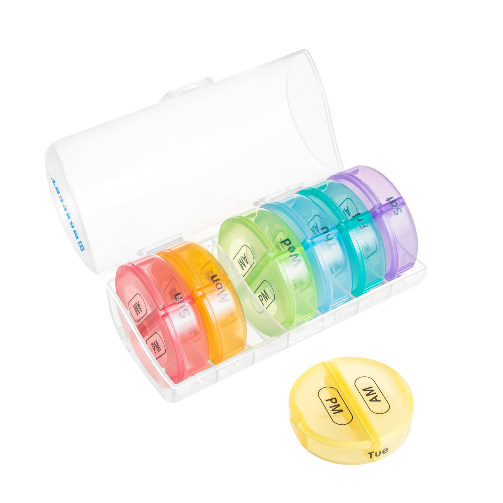 Maxpert Weekly Round Pill Organizer 7 Day AM/PM Pill Box and Pill