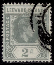 LEEWARD ISLANDS GVI SG103, 2d olive-grey, FINE USED.