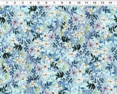 20x110cm blau gemusterte Stoffe, schöne Motive,100% BW Patchworkstoff, Meterware