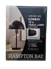 Hampton Bay 24242-000 Corbin  17.5" Black Modern Table Lamp w Black Shade New