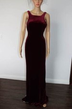 Burgundy Velvet Gown Evening Dress Prom Party Long Sz S