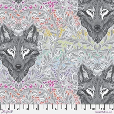 Fat Quarter Free Spirit Tula Pink "Graywork" Wolf Of Pink Street Fog