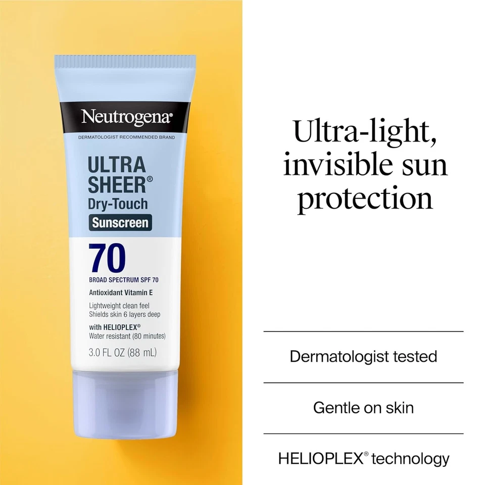 Neutrogena Ultra Sheer Dry-Touch Sunscreen Lotion SPF 70, 3 Fl Oz (Pack of 1)  - Image 3 of 4
