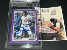 Tyler Soderstrom A's Auto SIGNED 2020 1st BOWMAN Purple Base BAS Beckett Auto 10