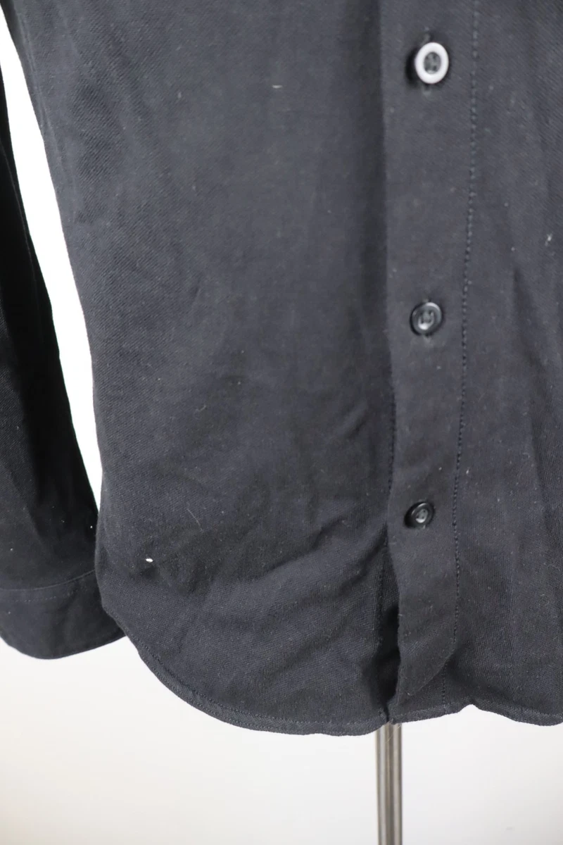 GUESS Camisa Hombre Manga Larga Casual Vintage Algodón Logo Negro Talla M