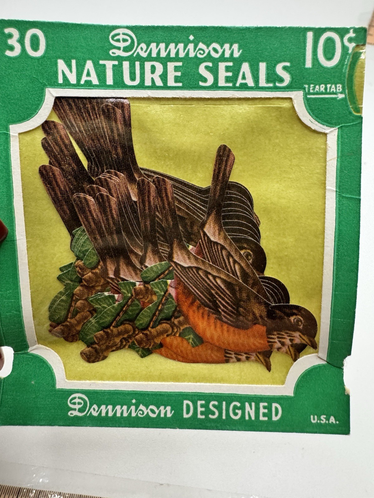 Vintage Dennison Nature Seals - Robins - 30 New Old Stock