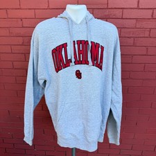 Vtg J America Oklahoma Sooners OU Hoodie Sweatshirt Mens XL Gray Red Athletic