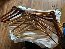13 Piece Vintage Wooden Hangers Metal Pant Bar Variety Branded