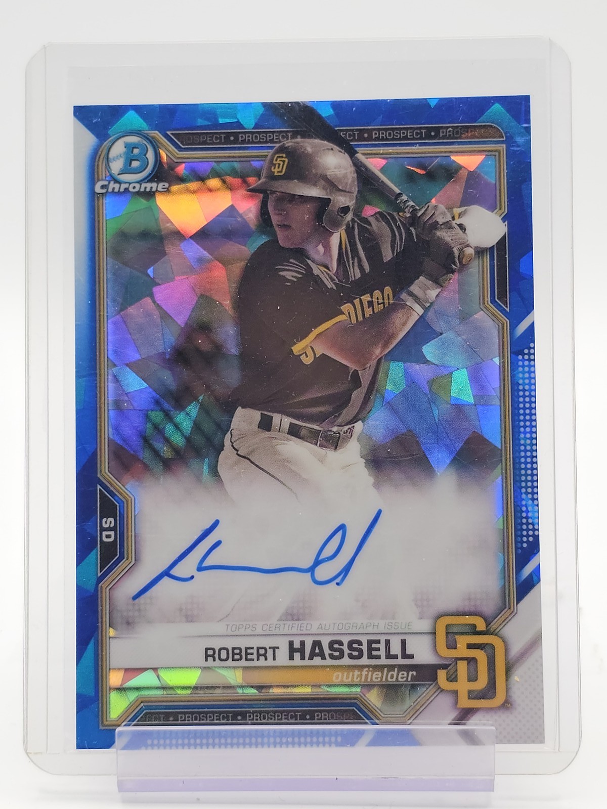 ROBERT HASSELL 2021 BOWMAN CHROME SAPPHIRE AUTOGRAPH AUTO #BSPA-RH PADRES Q3551