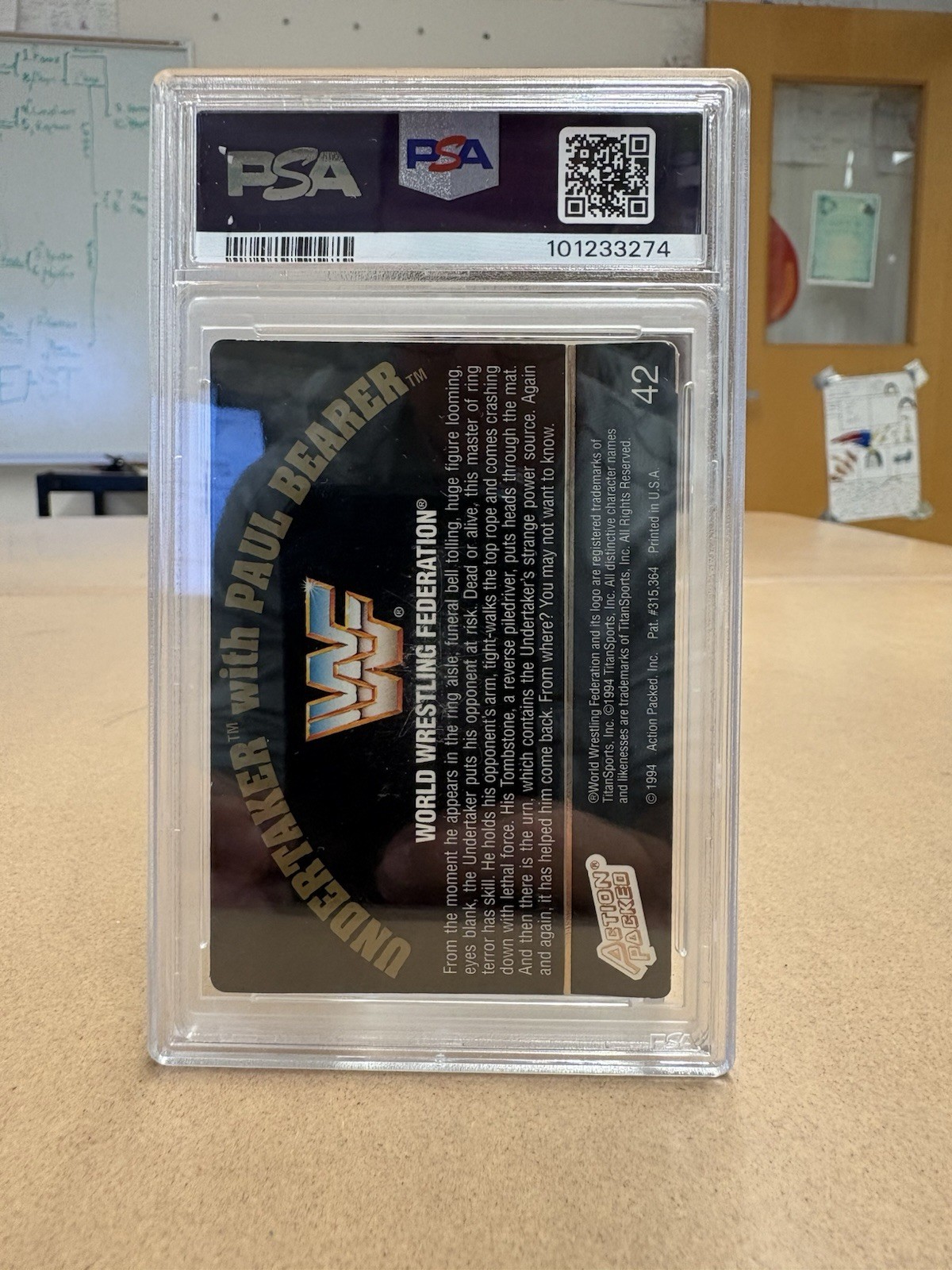 1994 Action Packed WWF Undertaker With Paul Bearer PSA 8 view 3