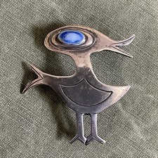 Spilla uccellino occhio blu vintage MCM argento sterling GRAZIELLA LAFFI Perù