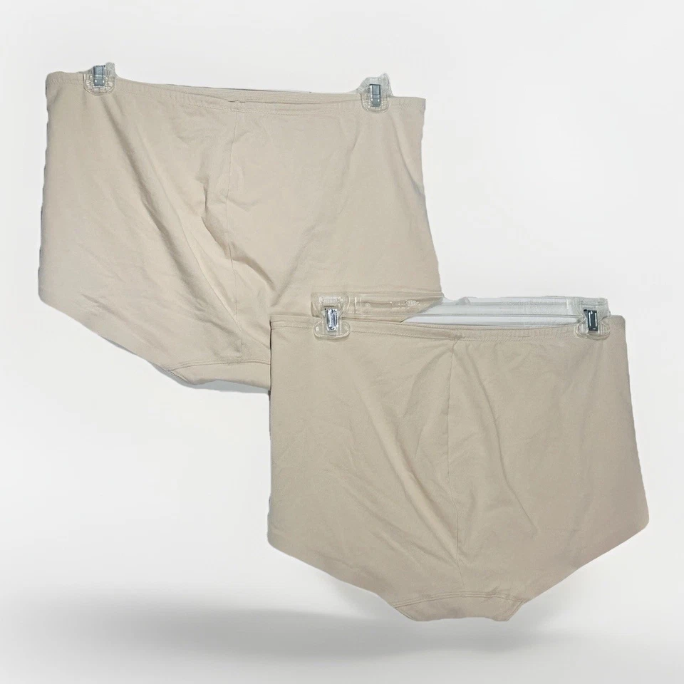 NWOT BALI Size 3XL Cotton Panties with Nylon Lace Tummy Panel in Beige 2 Pair - Image 3 of 4