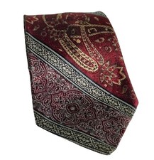 Vtg Campus Mens Maroon Silk Tie Esprit Paisley Striped Lux Formal Casual 3.5"