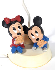 Vintage 84' Disney Mickey Minnie Mouse Nursery Lamp w/NightLight Dolly No Shade